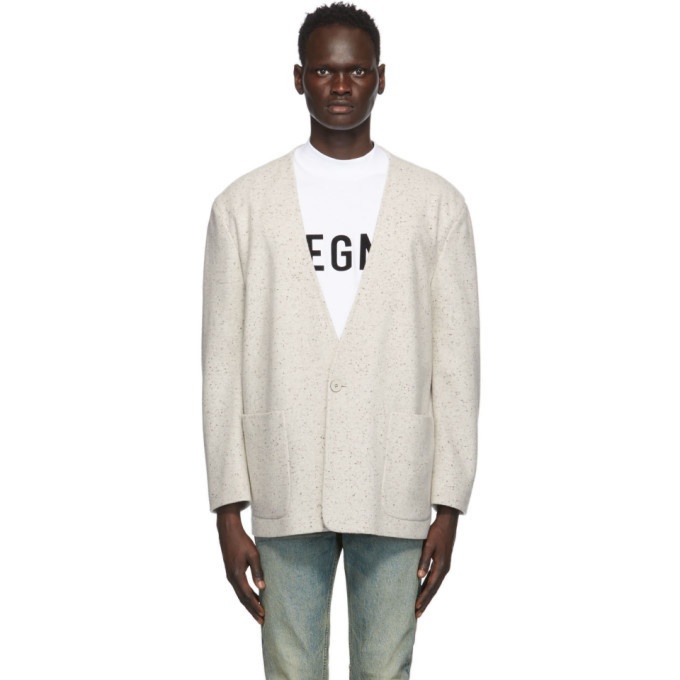 Photo: Fear of God Ermenegildo Zegna Off-White Wool One-Button Jacket