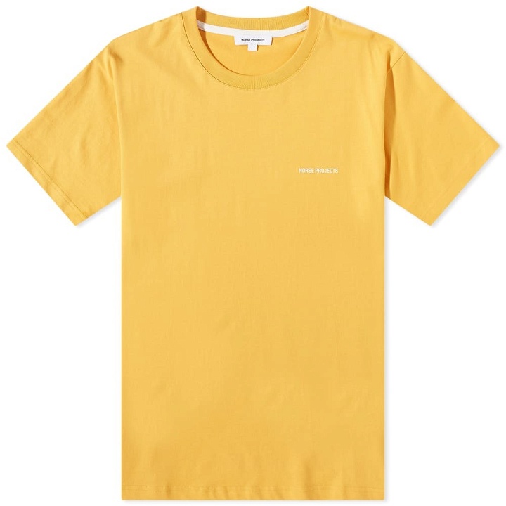 Photo: Norse Projects Men's Johannes Standard Logo T-Shirt in Industrial Yellow