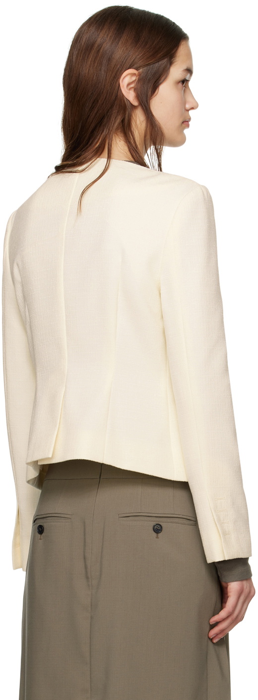 J KOO Off-White Square Neck Blazer