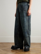 Balenciaga - Wide-Leg Distressed Camouflage-Print Jeans - Blue