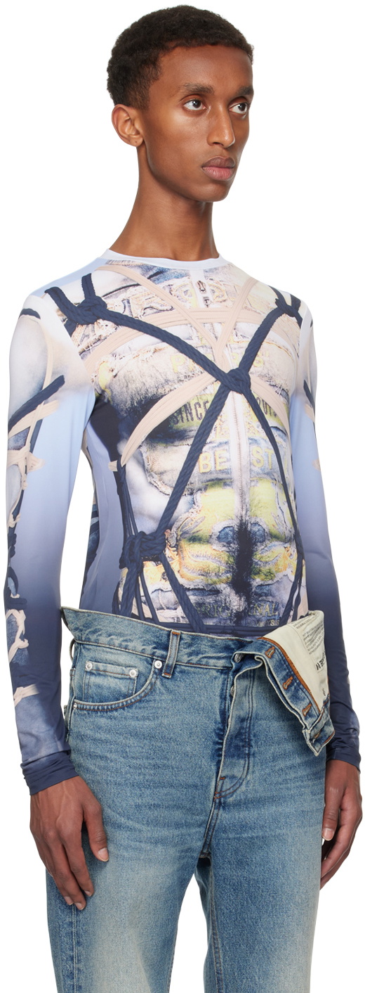 Y/Project Blue & Black Bondage Print Long Sleeve T-shirt Y/Project
