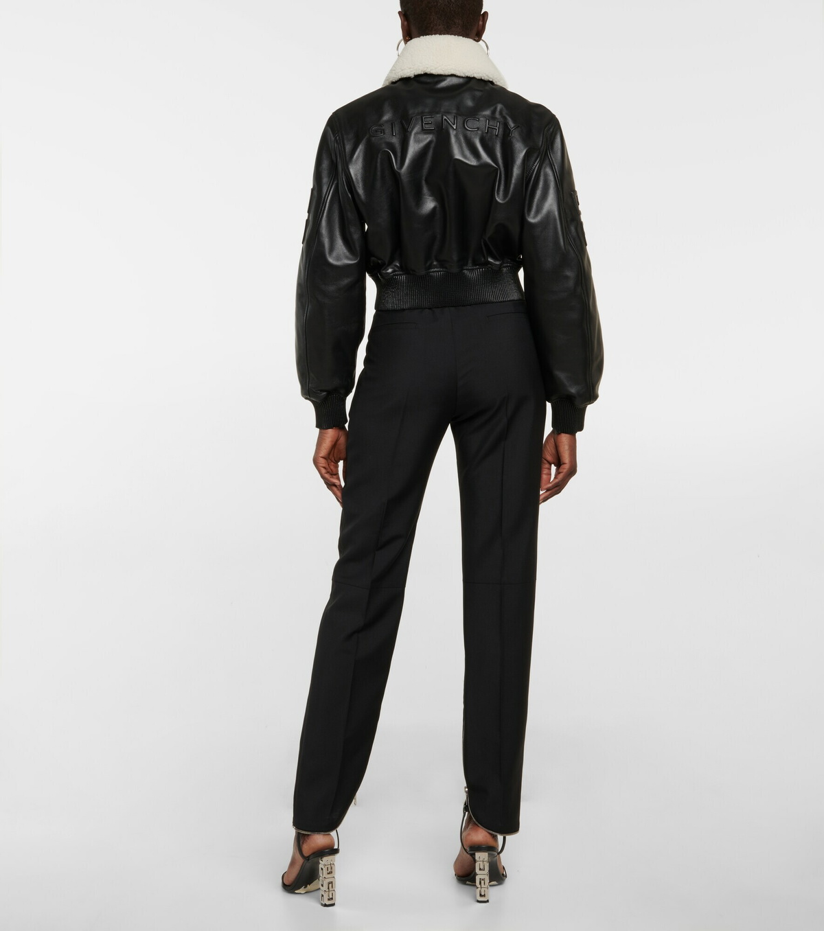 Givenchy - Cropped shearling-trimmed leather jacket Givenchy