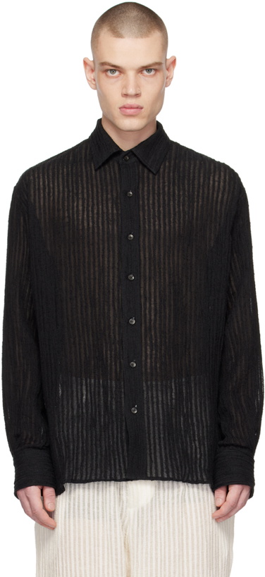 Photo: COMMAS Black Sheer Stripe Shirt