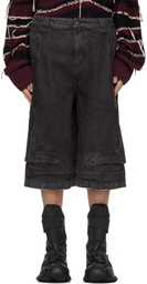 NAMESAKE Black Sean Distressed Stain Denim Shorts
