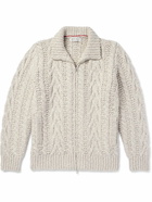 Brunello Cucinelli - Cable-Knit Wool and Cashmere-Blend Zip-Up Cardigan - Gray