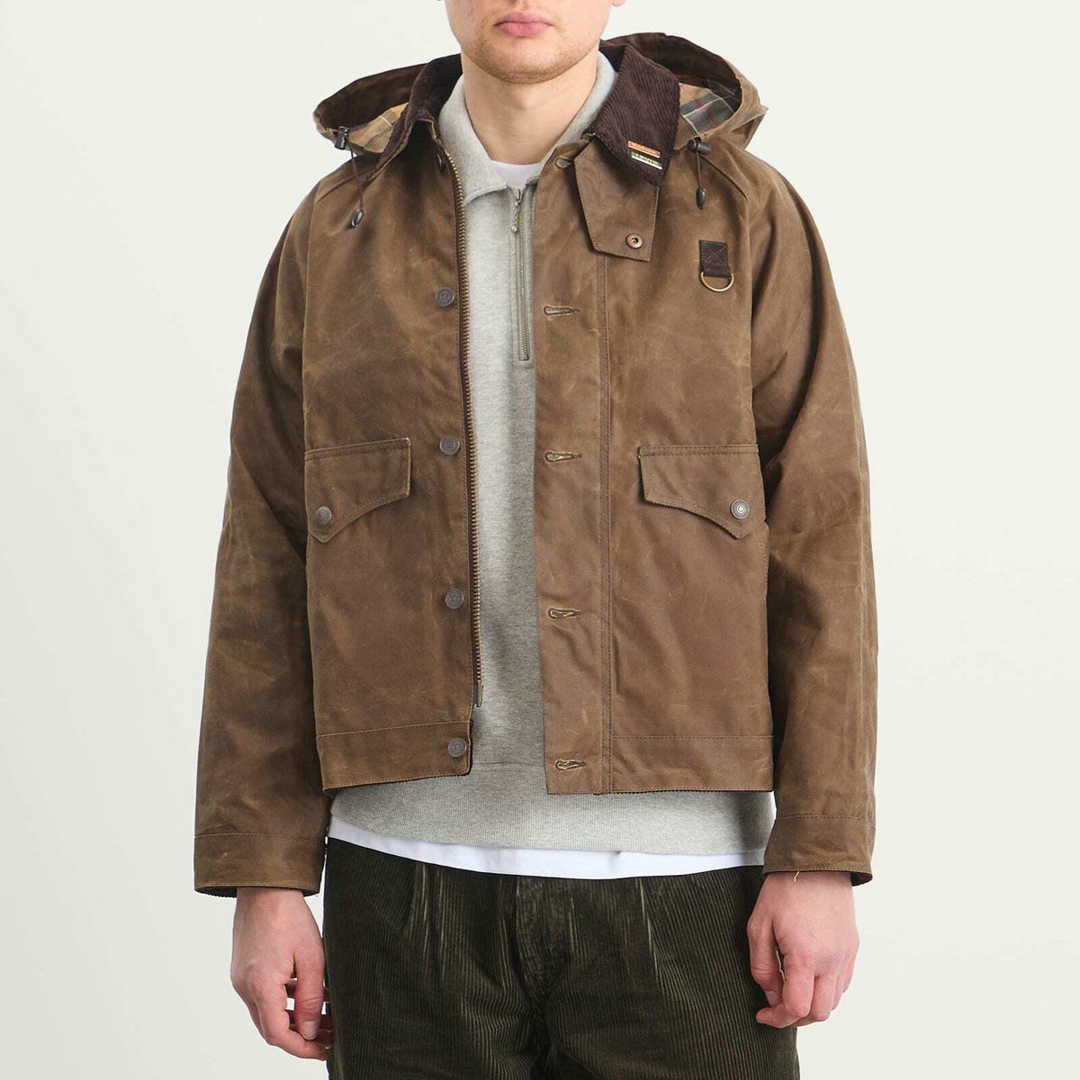 Levi's Men's X Barbour Spey Jacket in Tobacco Wax W Brown Cord Collar