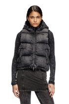Diesel Hooded puffer vest in faded denim - Winter Jackets Womens in Black
