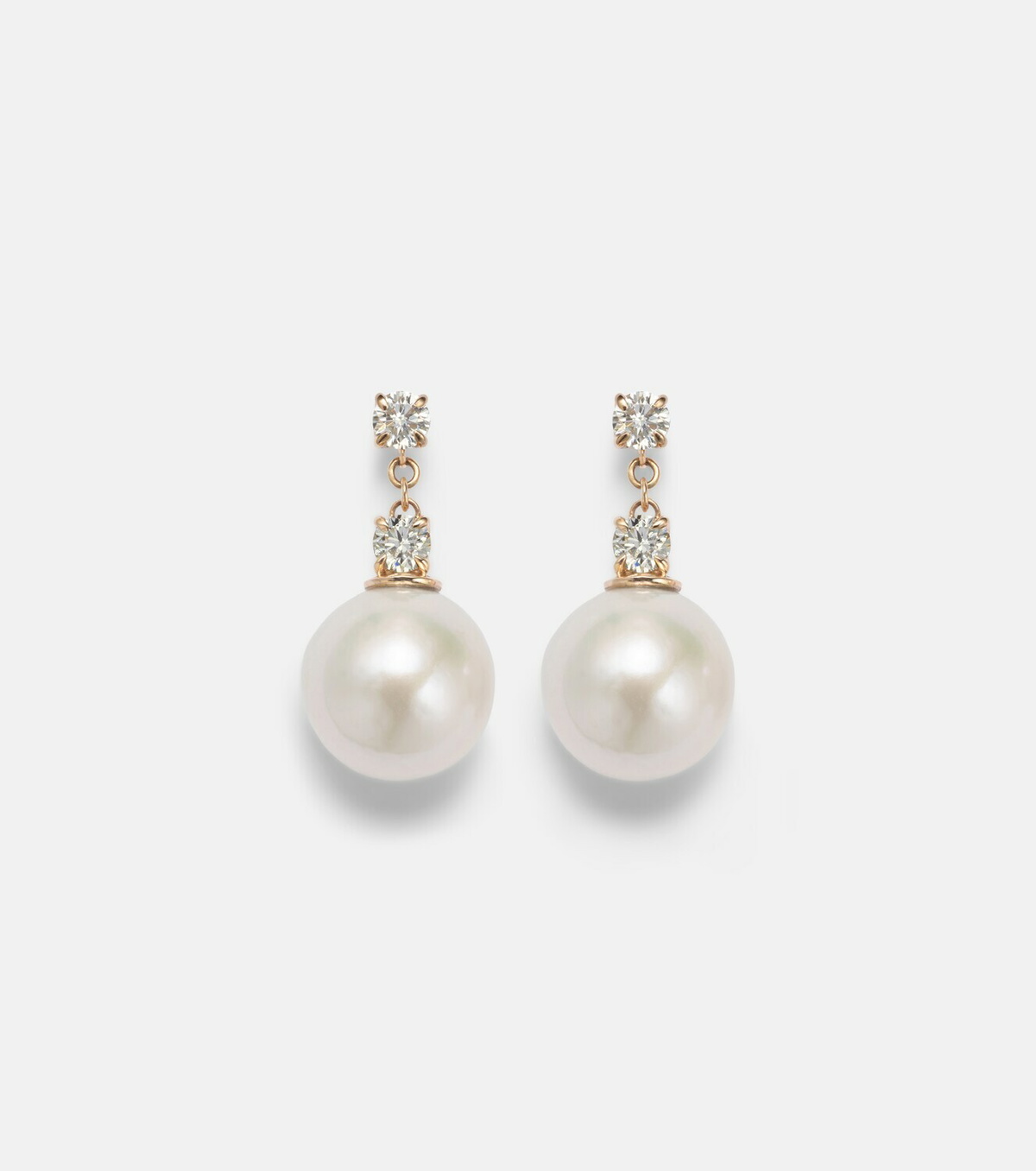 Stone and Strand Essential 14kt gold drop earrings with pearls and diamonds