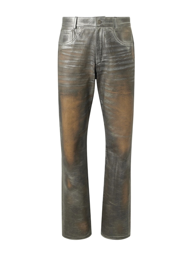Photo: 424 - Straight-Leg Leather Trousers - Silver