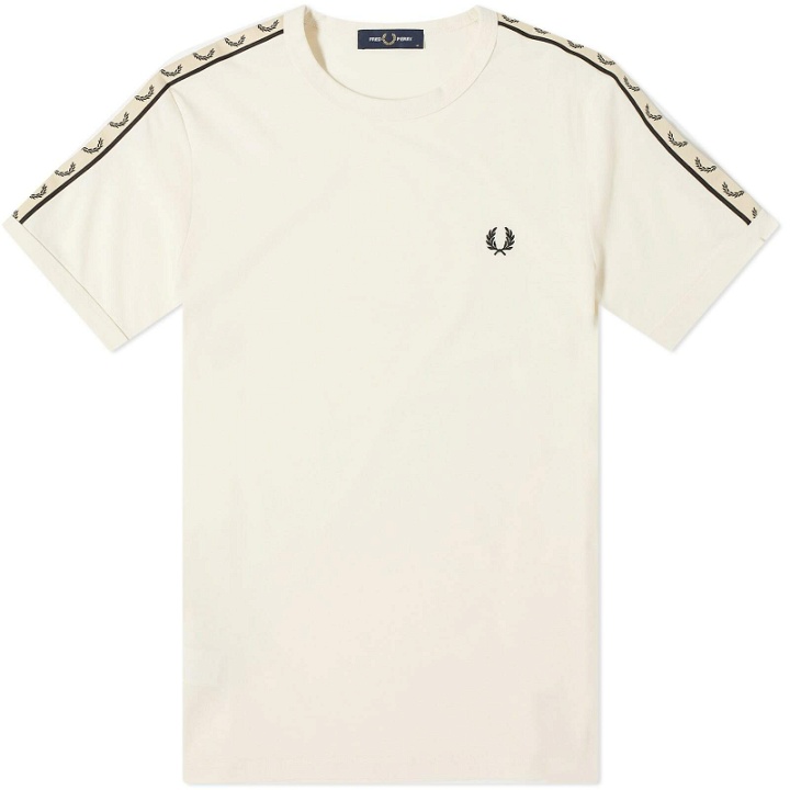 Photo: Fred Perry Men's Contrast Tape Ringer T-Shirt in Ecru/Black