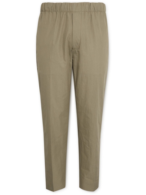 Photo: Club Monaco - Tapered Cropped Cotton-Blend Trousers - Neutrals