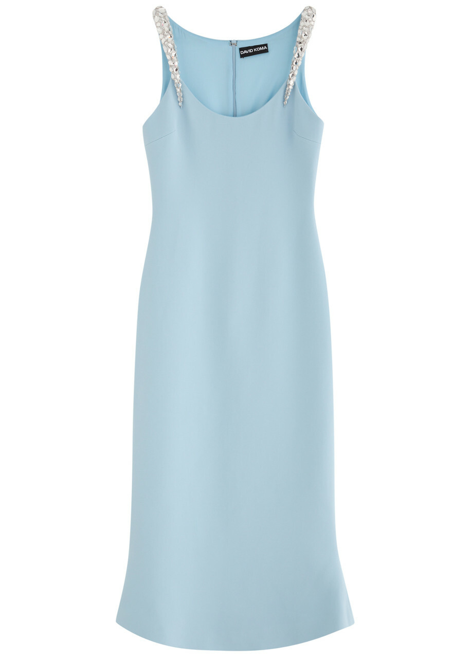 David Koma Rectangle Crystal Embroidery Detail Midi Dress
