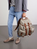 Brunello Cucinelli - Leather-Trimmed Flannel Backpack