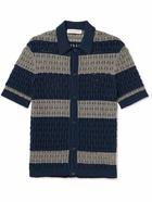 Orlebar Brown - Fabien Striped Crocheted Cotton and Linen-Blend Shirt - Blue