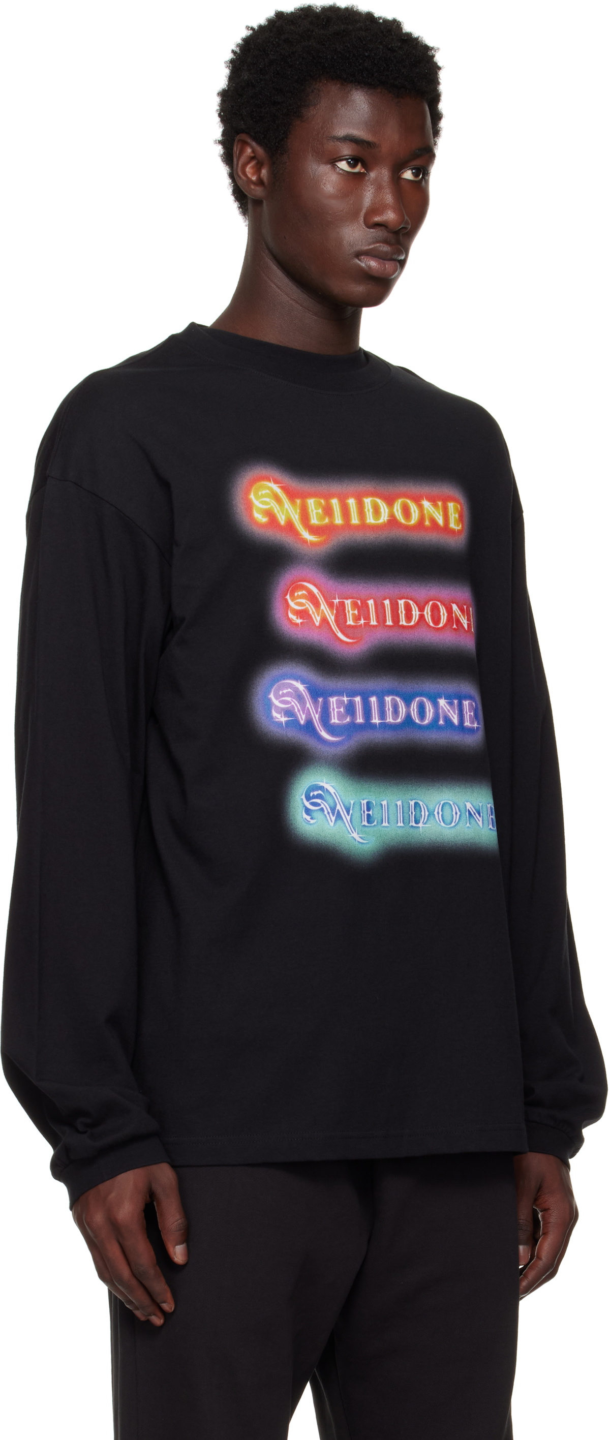 【関税込み】We11done ブラック Neon ロゴ Tシャツ We11done Black Neon Logo T-shirt We11done