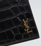 Saint Laurent - Croc-effect leather wallet with money clip