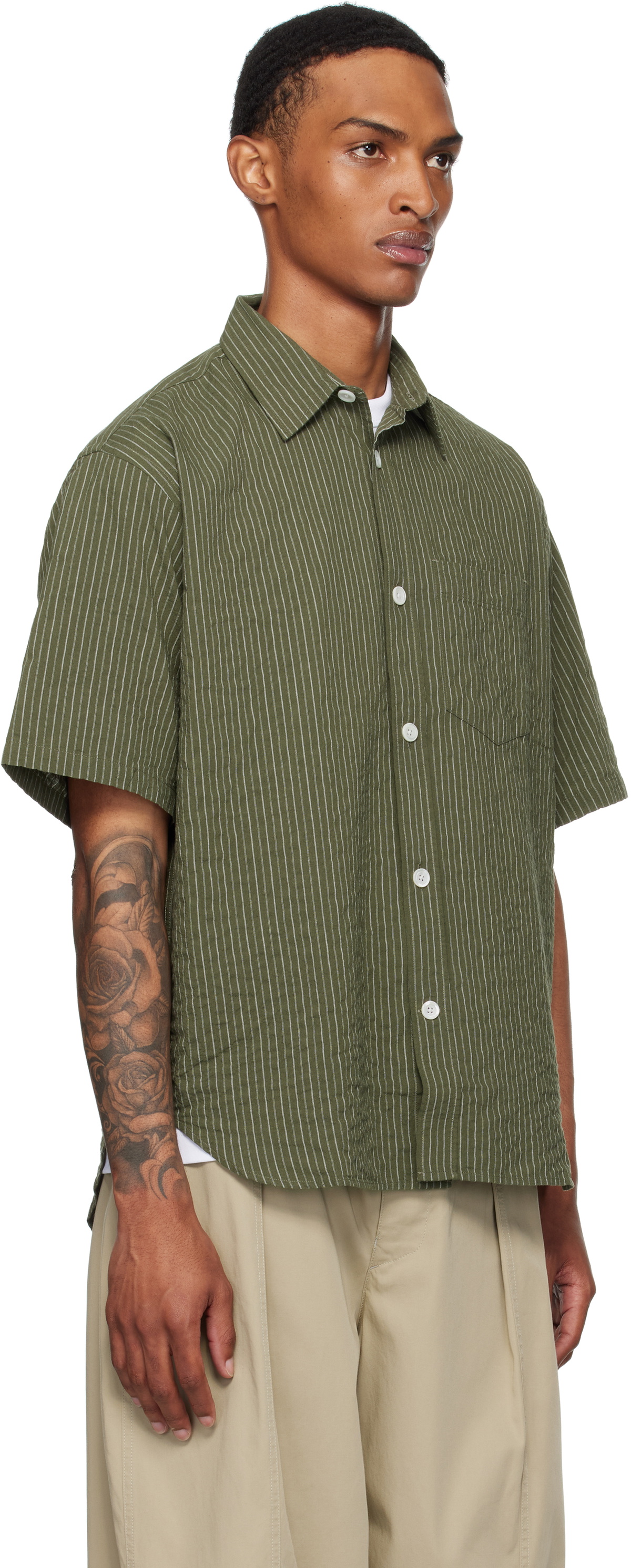 NORSE PROJECTS Khaki Mo Oversized Stripe SS Shirt Norse Projects