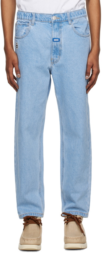 Photo: AAPE by A Bathing Ape Blue Embroidered Denim Trousers