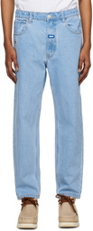 AAPE by A Bathing Ape Blue Embroidered Denim Trousers