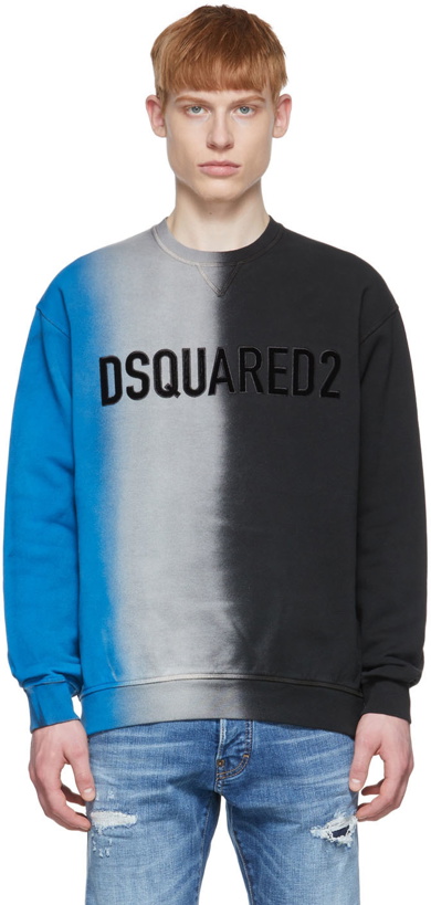 Photo: Dsquared2 Black & Blue Cotton Sweatshirt