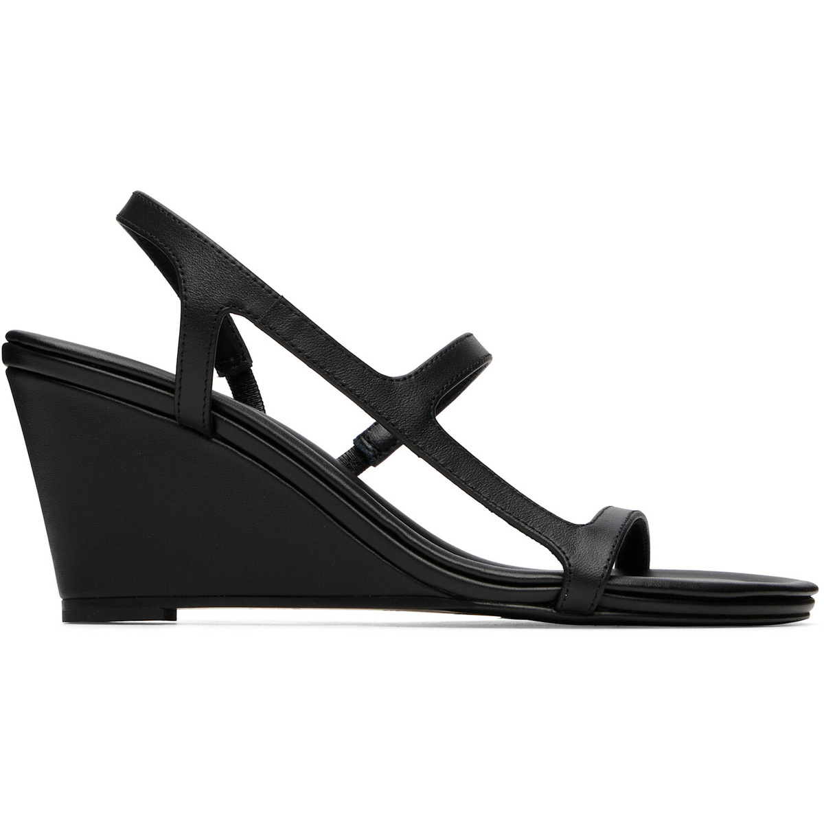 St. Agni Black High Wedge Heeled Sandals