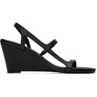 St. Agni Black High Wedge Heeled Sandals