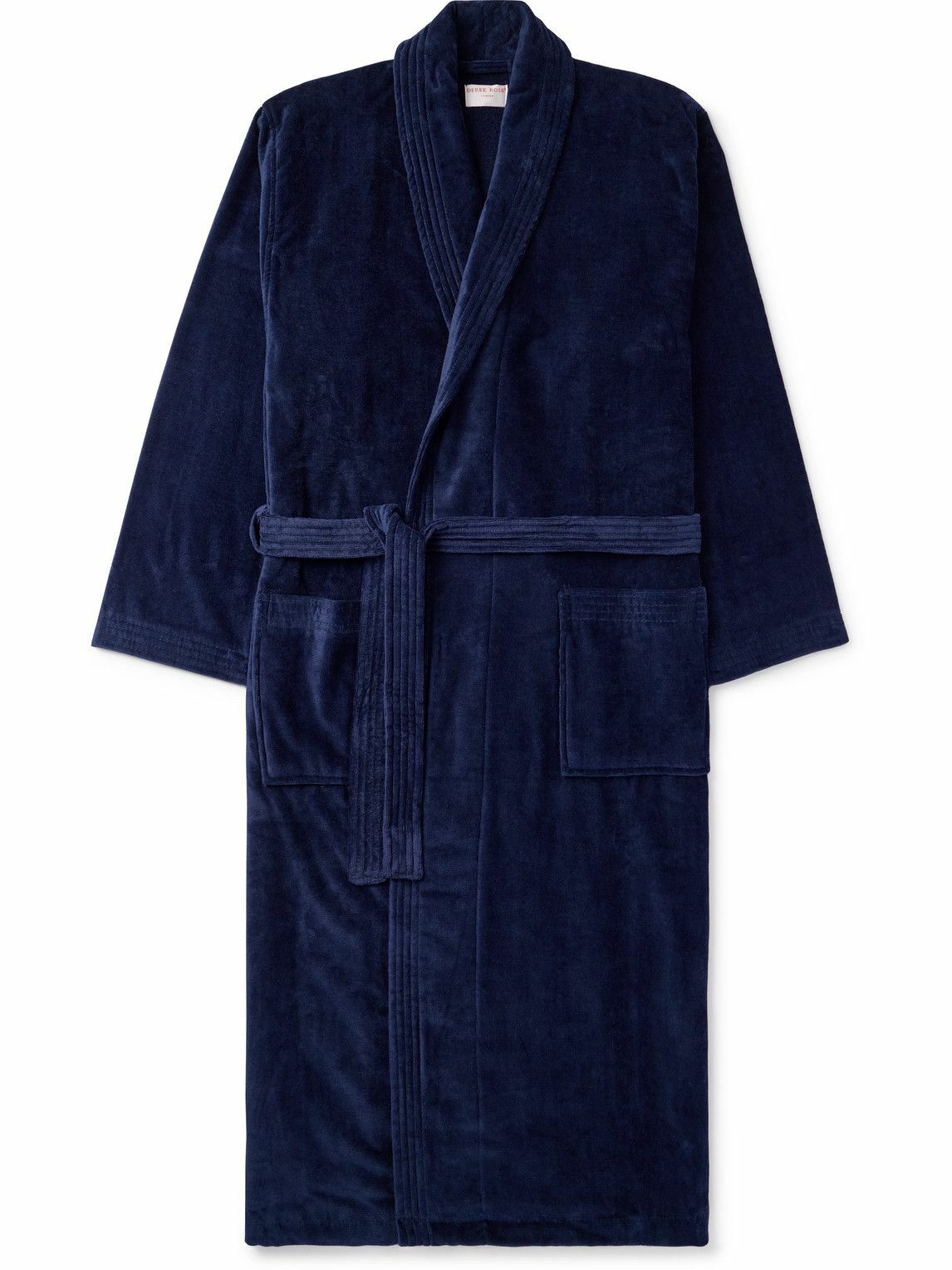 Derek Rose - Belted Cotton-Terry Robe - Blue Derek Rose