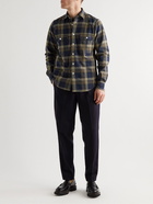 Drake's - Checked Cotton-Blend Twill Shirt - Blue