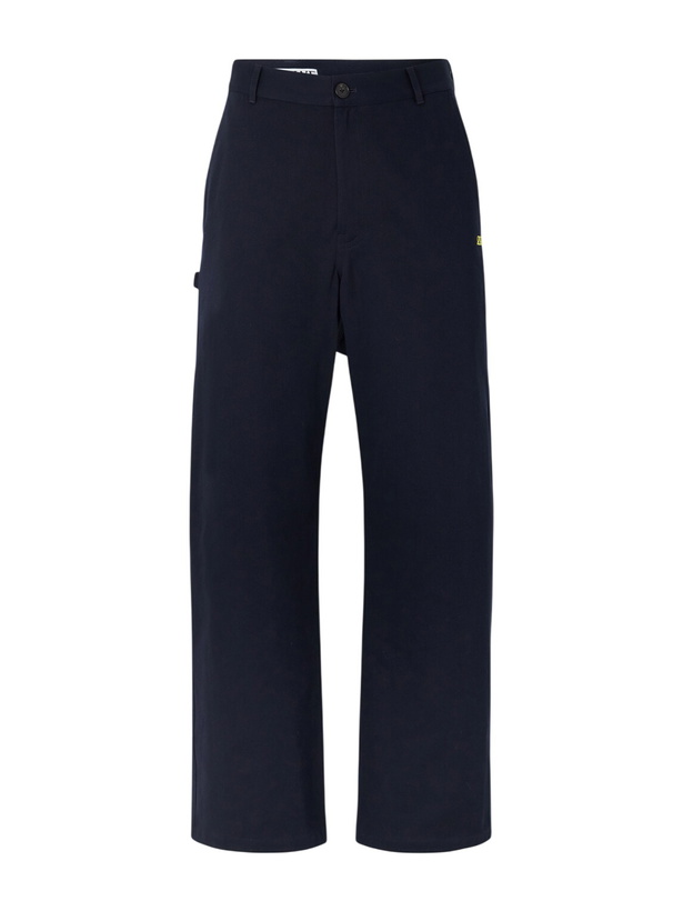 Photo: LOEWE - Logo-Embroidered Wide-Leg Cotton-Blend Drill Trousers - Blue