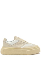 MM6 BY Maison Margiela Panelled Suede Flatform Sneakers Cream