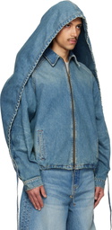EGONlab Blue Convertible Hooded Denim Jacket
