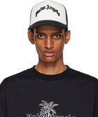 Palm Angels White & Black Curved Logo Trucker Cap