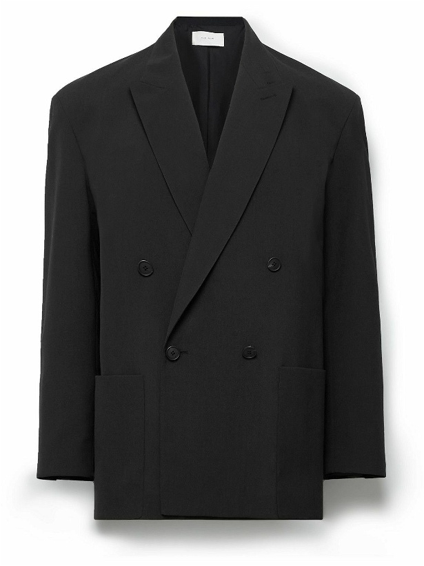 Photo: The Row - Curtis Double-Breasted Woven Blazer - Black