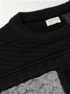 J.Crew - Patchwork Cable-Knit Wool and Cashmere-Blend Sweater - Black