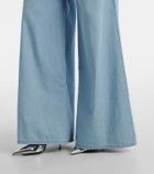 Area Embellished floral-appliqué wide-leg jeans