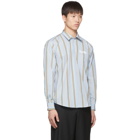 MSGM Blue and Brown Stripe Turbo Shirt