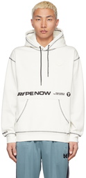 AAPE by A Bathing Ape White Logo Fleece Hoodie