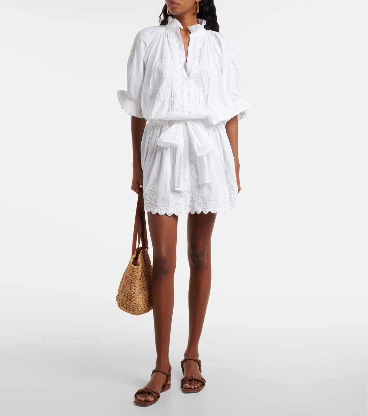 Juliet Dunn Embroidered cotton poplin minidress Juliet Dunn