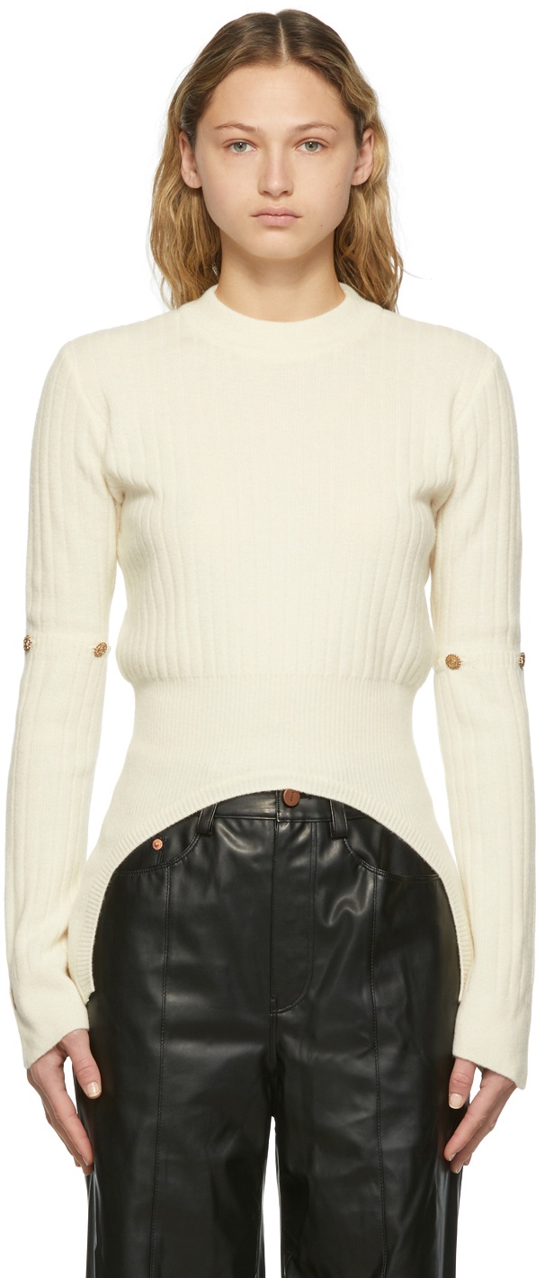 Photo: SJYP Off-White Wool Detachable Sleeve Sweater