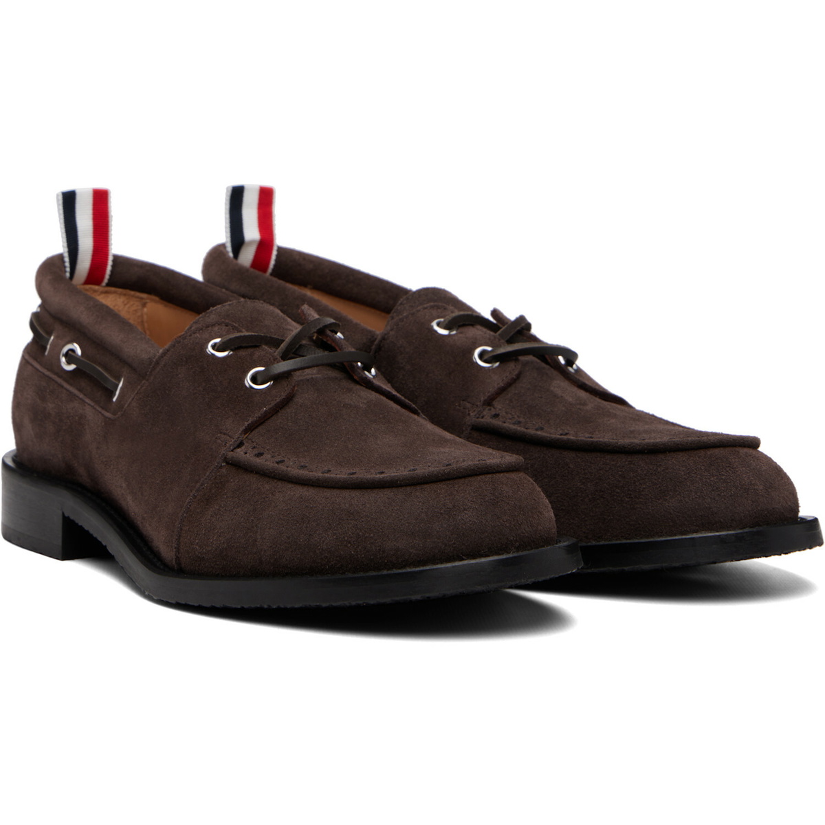 Thom Browne Brown Calf Suede Boat Shoes