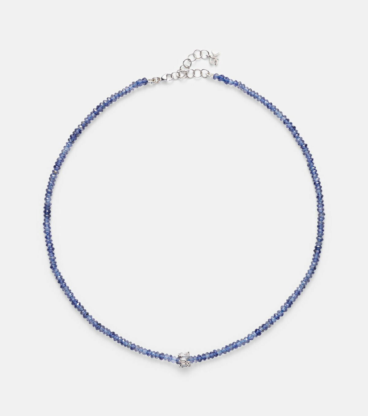 Suzanne Kalan 18kt white gold beaded necklace with sapphires and diamonds