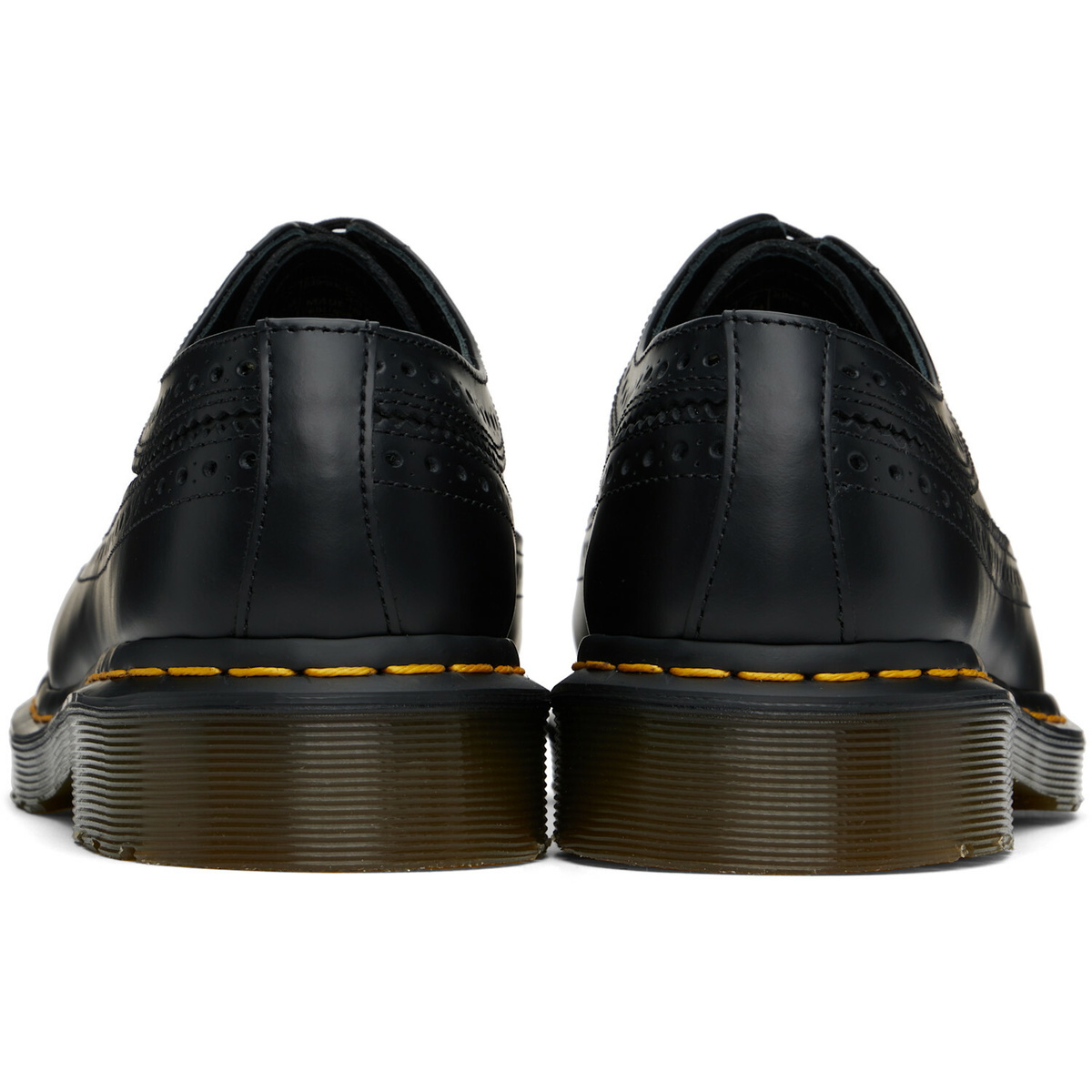 Dr. Martens Black 3989 Yellow Stitch Smooth Brogue Derbys