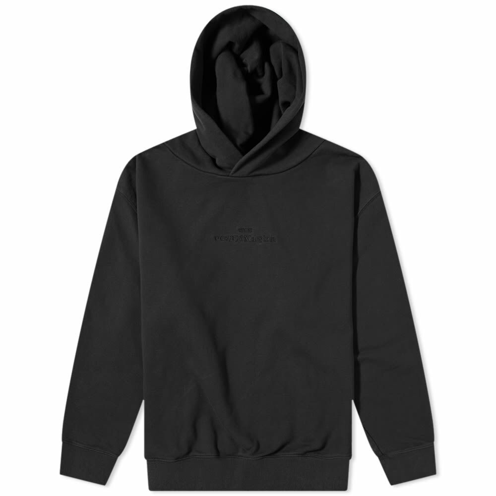Maison Margiela Men's Embroidered Tonal Text Logo Hoody in Washed Black ...