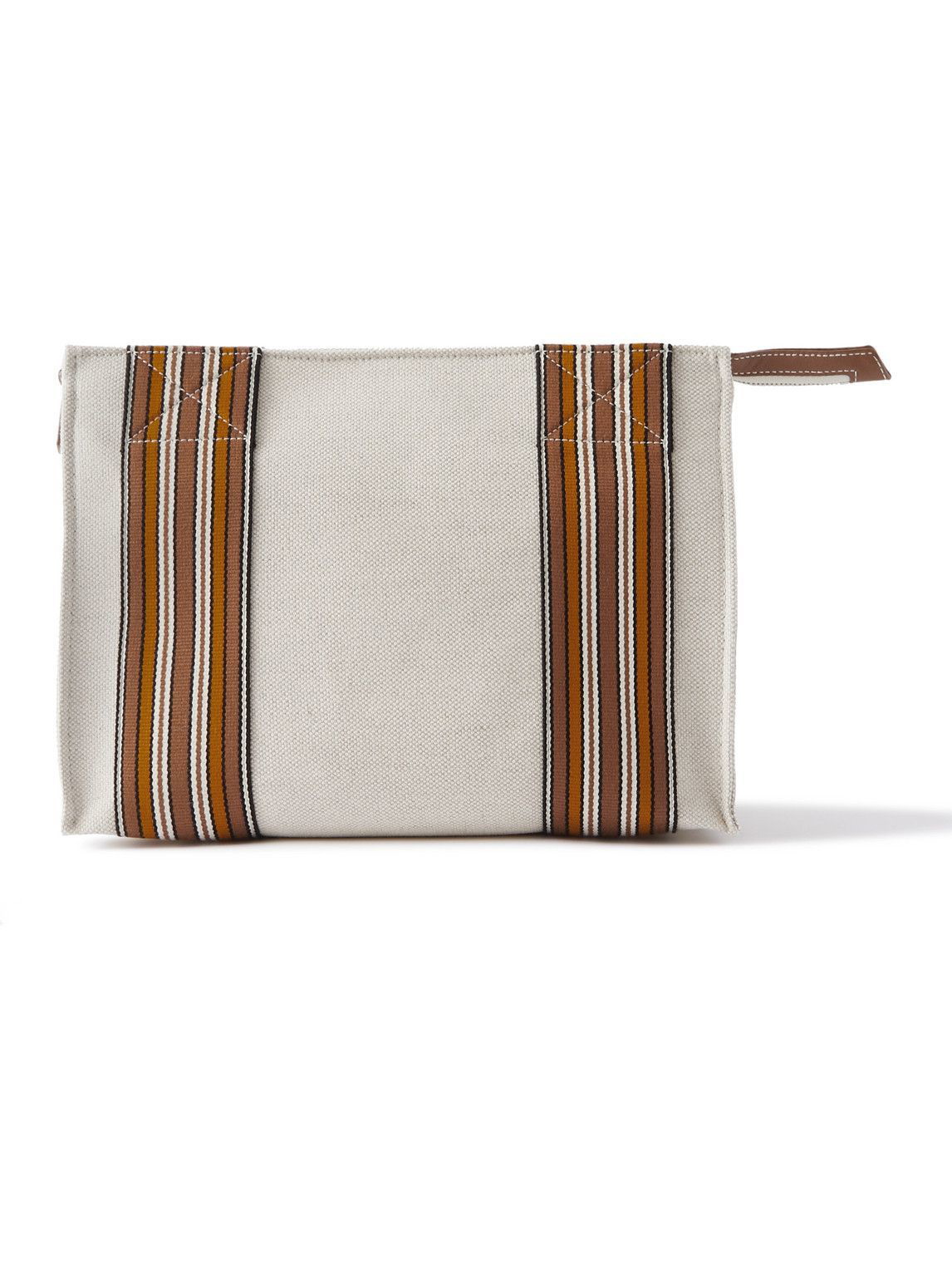 Loro Piana Suitcase Striped Cotton And Linen-blend Canvas Clutch In  Neutrals