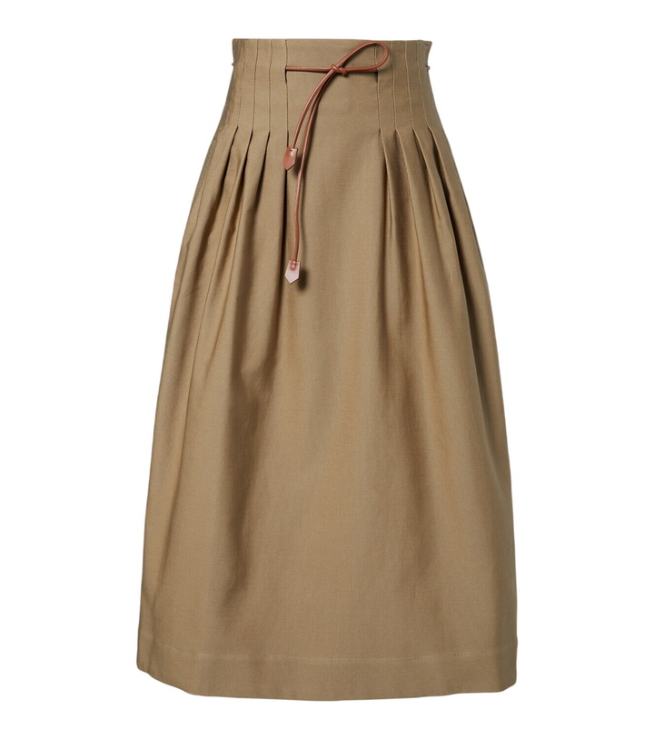 Photo: Max Mara Tempio belted cotton twill midi skirt