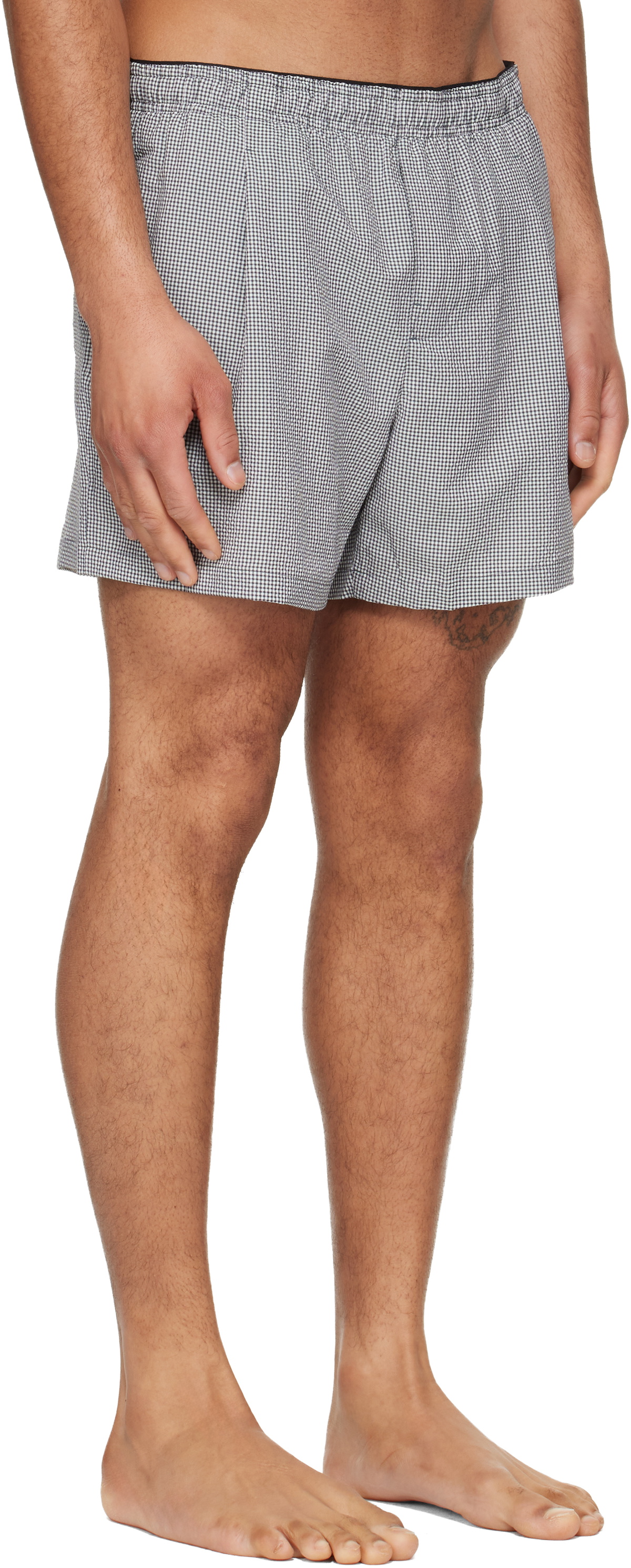 OUR LEGACY Black & White Boxer Swim Shorts