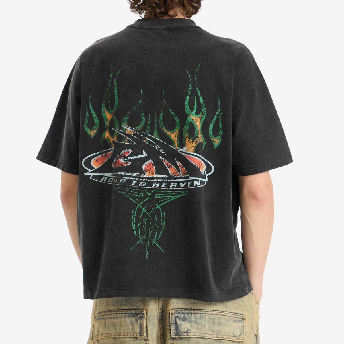 God Made Men's Path To Heaven T-Shirt in Washed Black