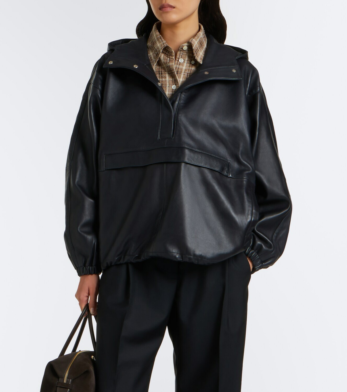 Róhe Hooded oversized leather jacket