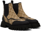 Gucci Beige & Black GG Chelsea Boots