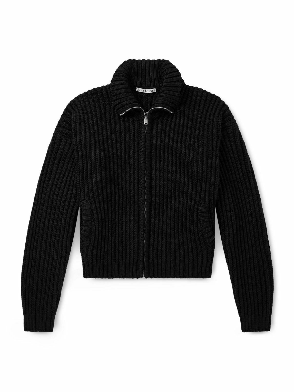 Acne Studios - Kisser Embroidered Ribbed Wool Zip-Up Cardigan